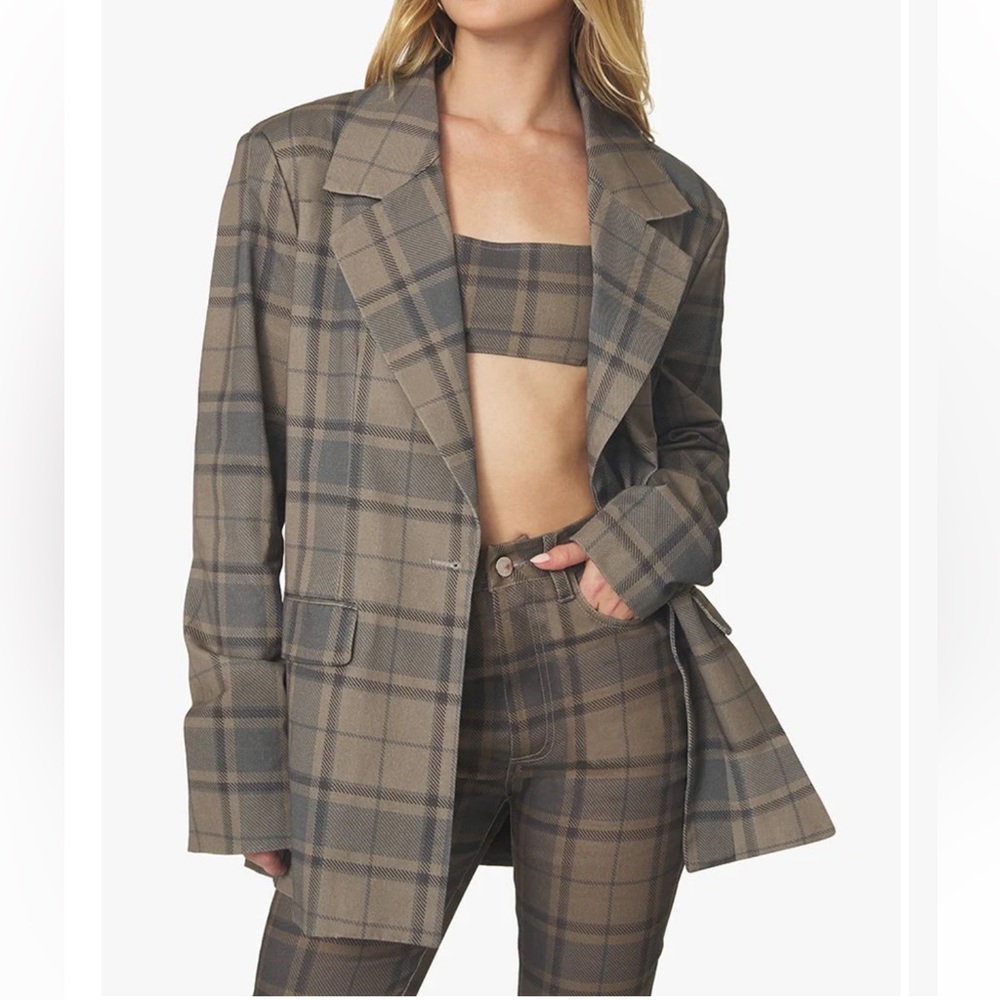 WeWoreWhat Plaid Blazer & Bra Top